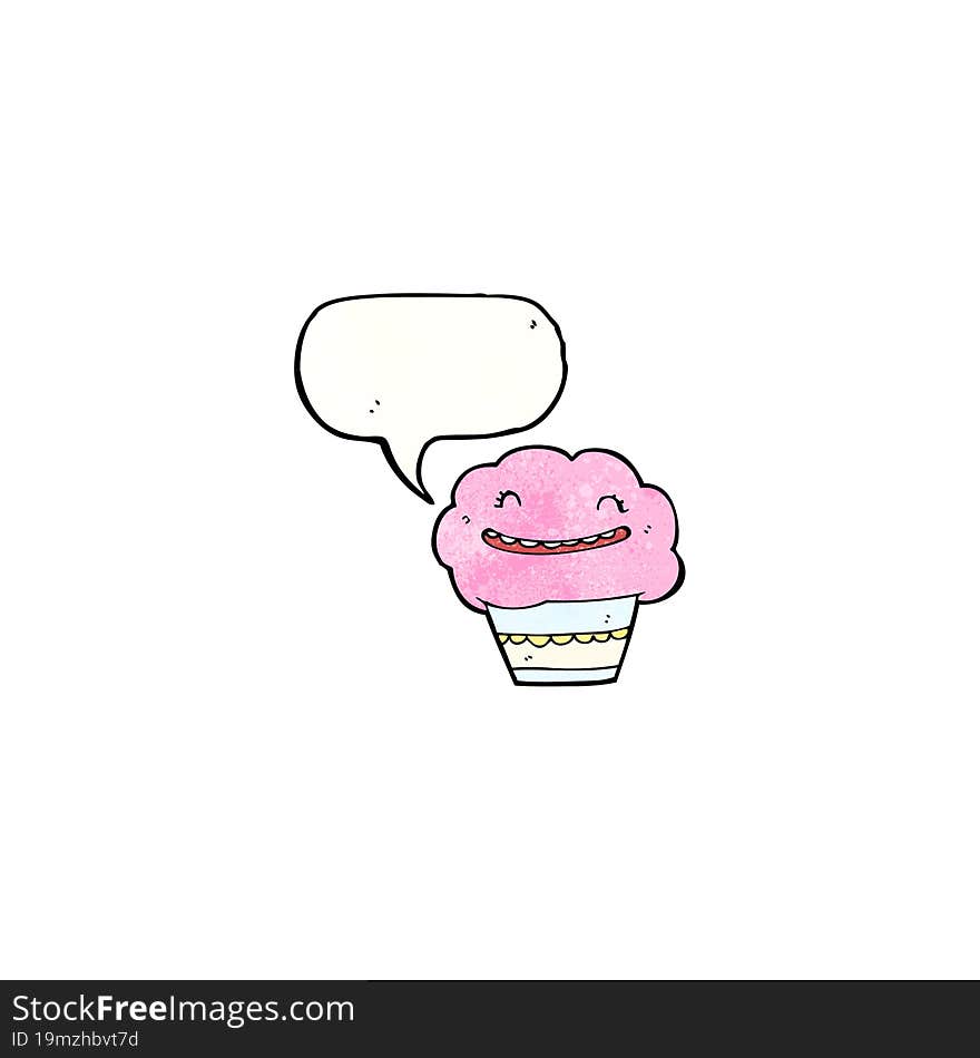 Cartoon Cupcake With Speech Bubble