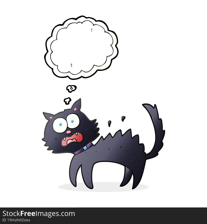 thought bubble cartoon scared black cat