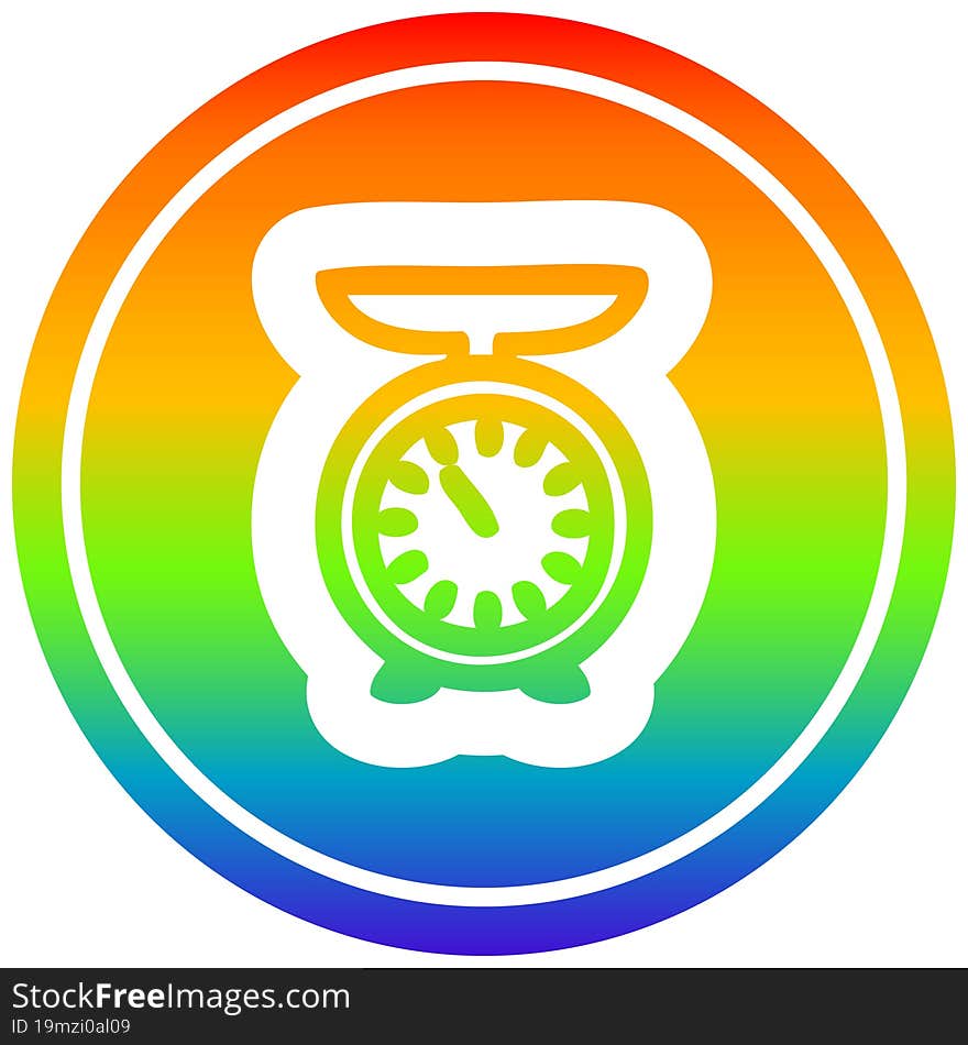 weighing scales circular in rainbow spectrum