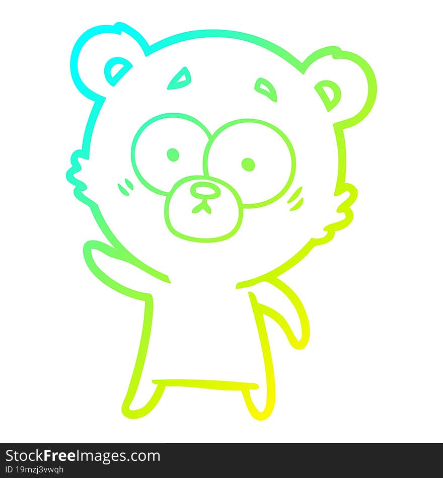 cold gradient line drawing worried bear cartoon