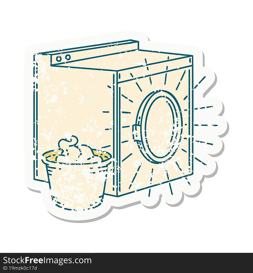 grunge sticker of tattoo style washing machine