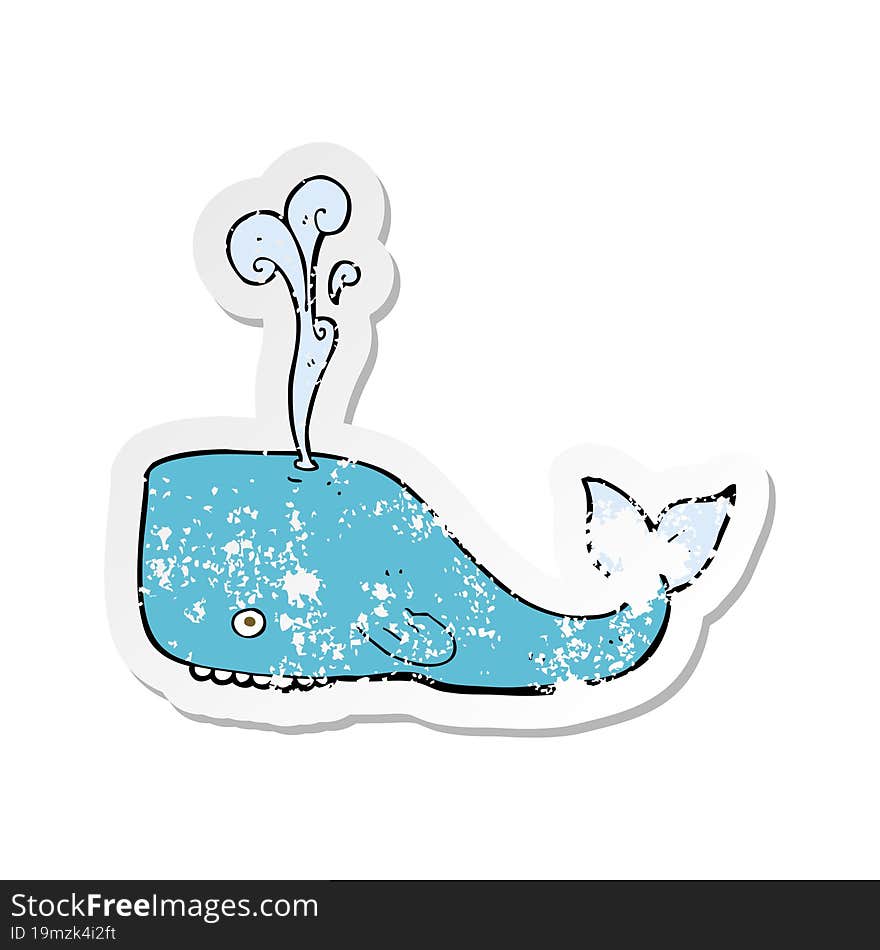 retro distressed sticker of a cartoon whale