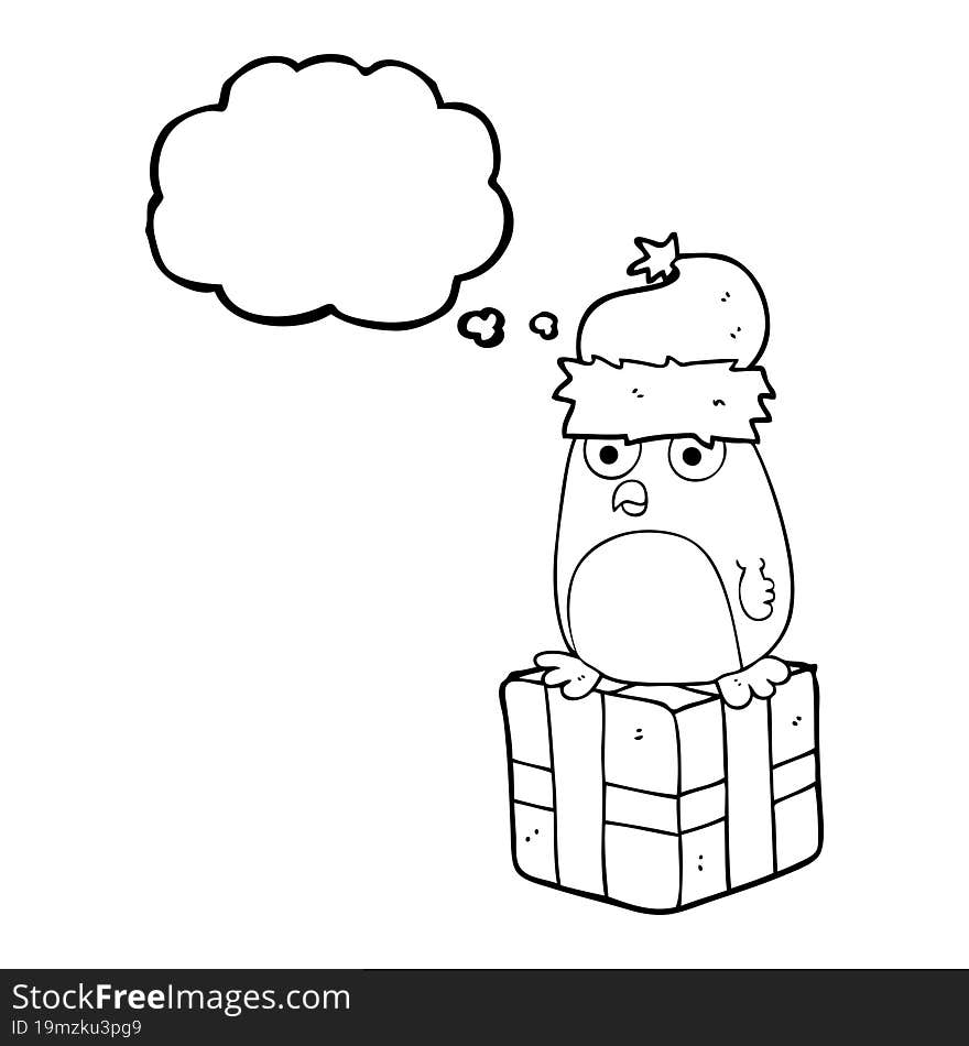 Thought Bubble Cartoon Christmas Penguin