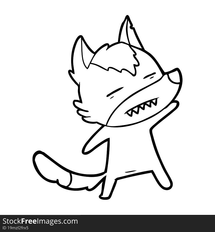 cartoon wolf showing teeth. cartoon wolf showing teeth