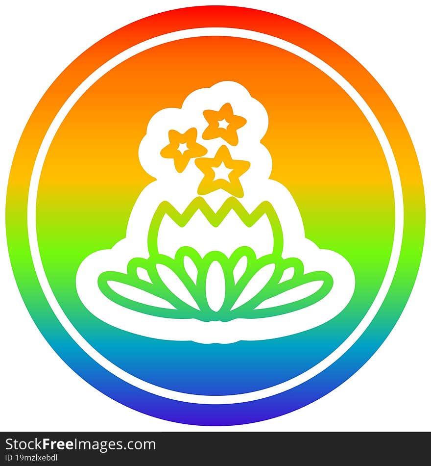 magical flower circular icon with rainbow gradient finish. magical flower circular icon with rainbow gradient finish