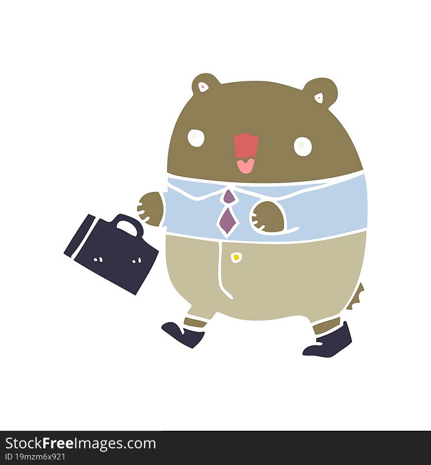 Cute Flat Color Style Cartoon Business Bear