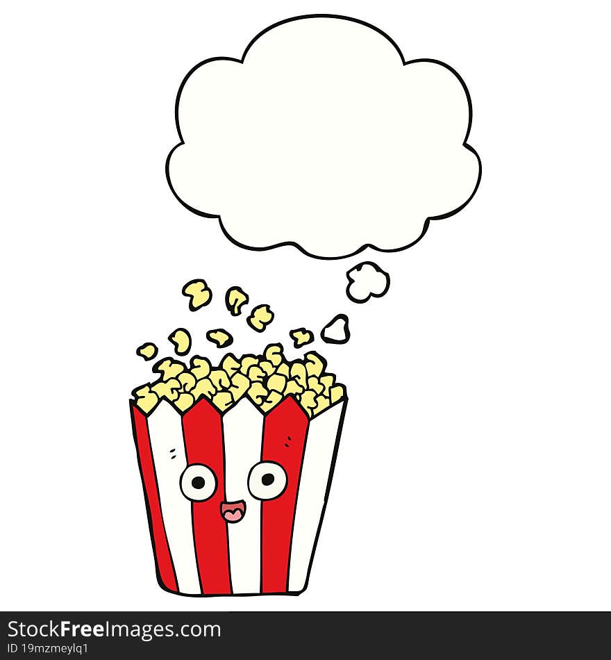 Cartoon Popcorn And Thought Bubble