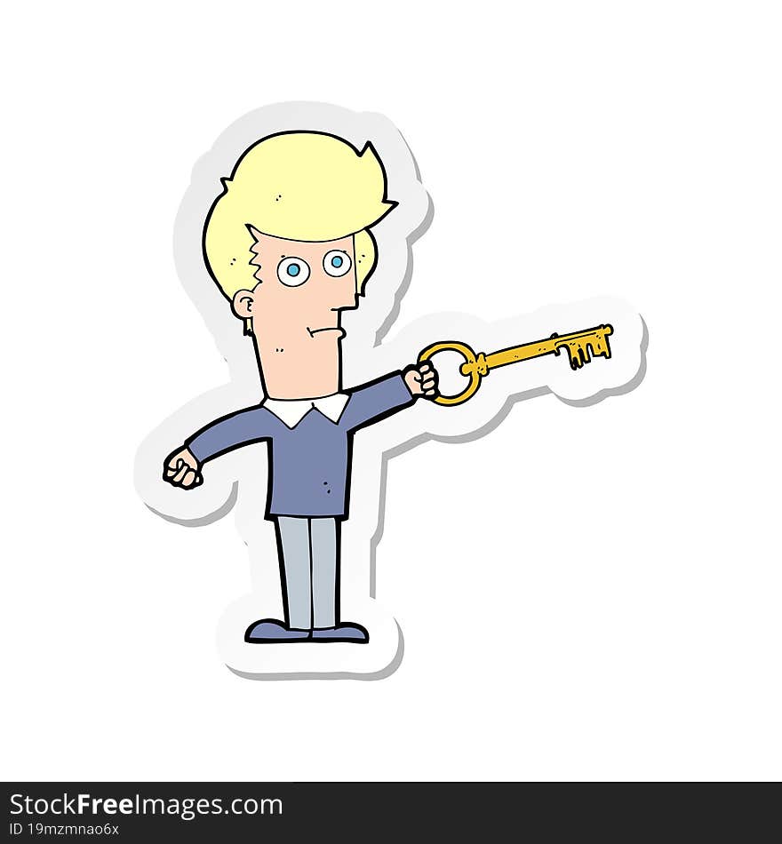 sticker of a cartoon man with key