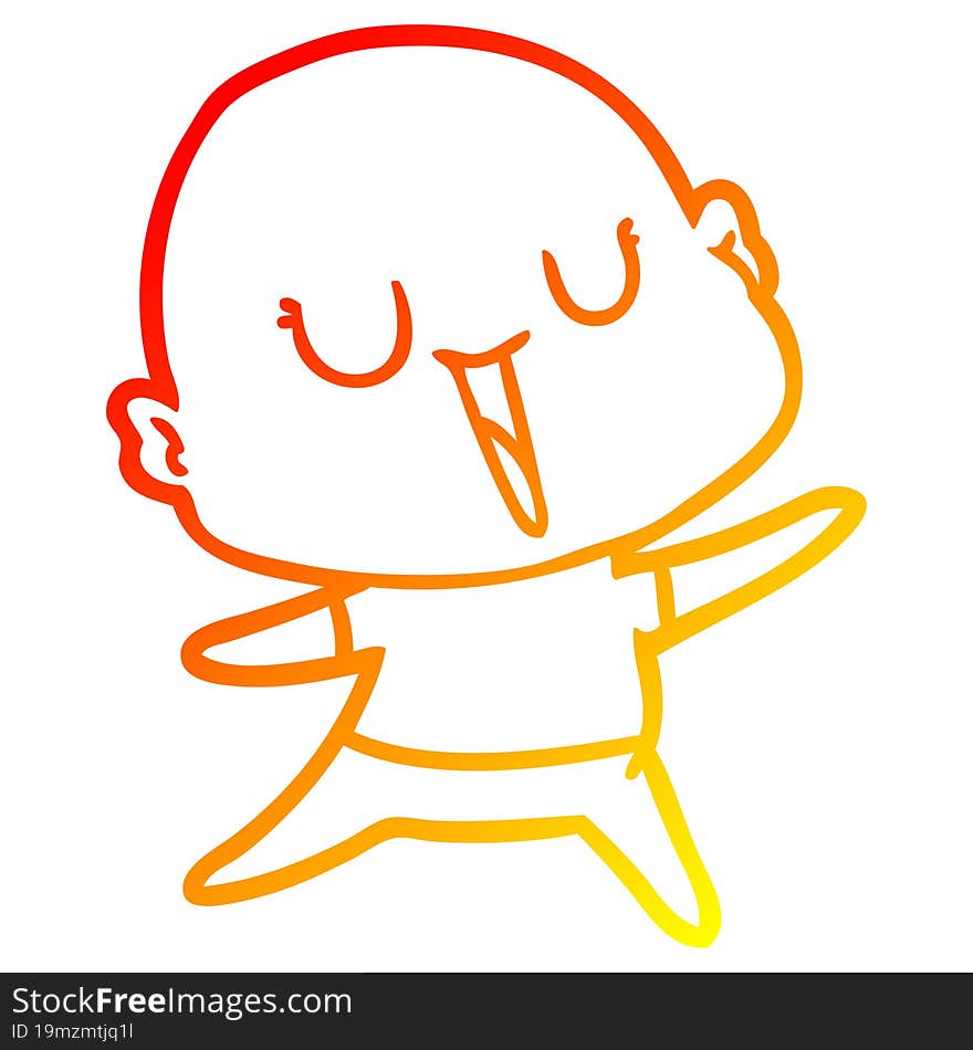 warm gradient line drawing happy cartoon bald man