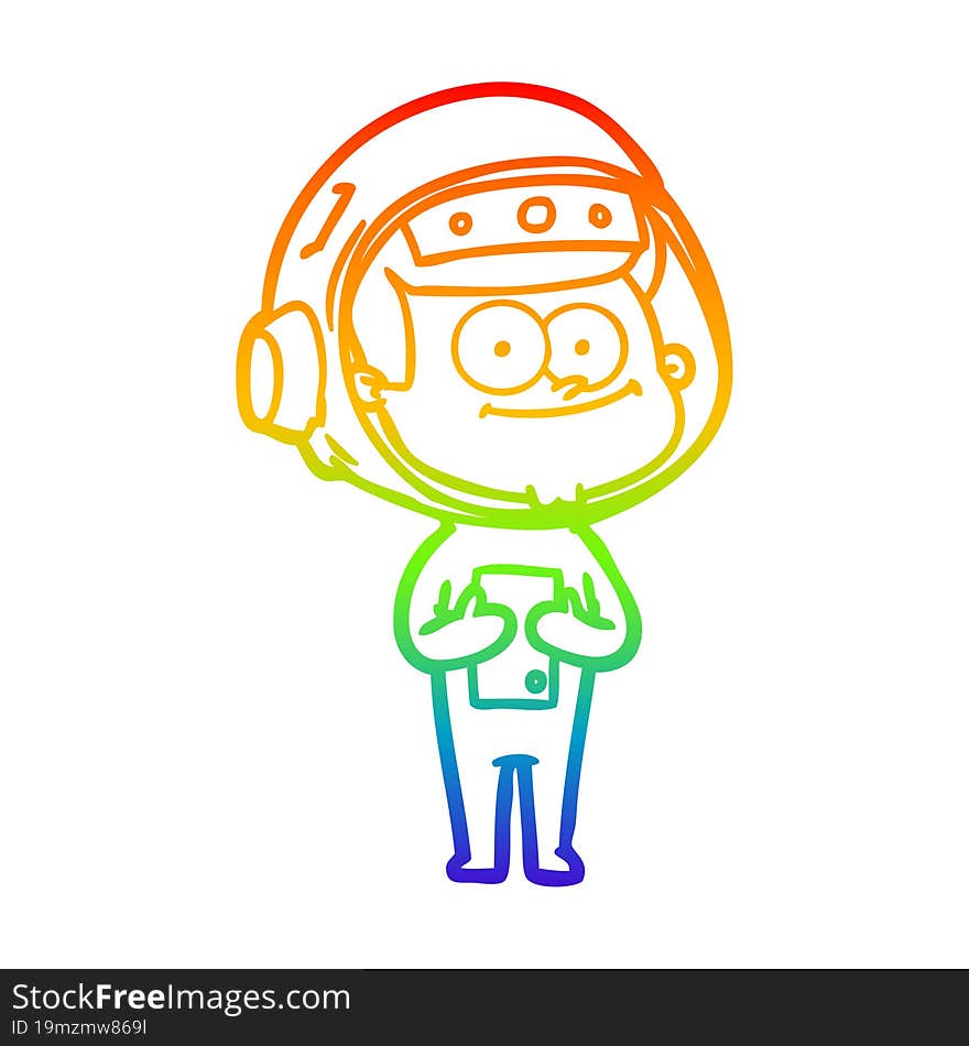 rainbow gradient line drawing happy astronaut cartoon