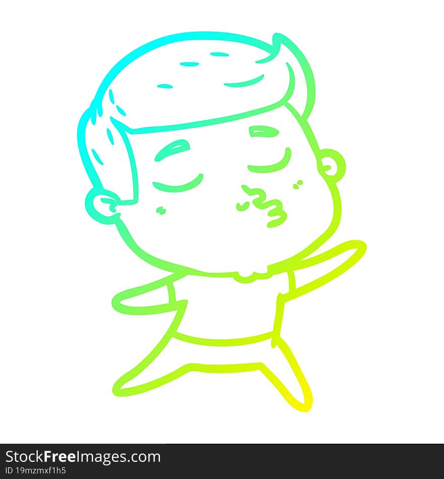 cold gradient line drawing of a cartoon model guy pouting