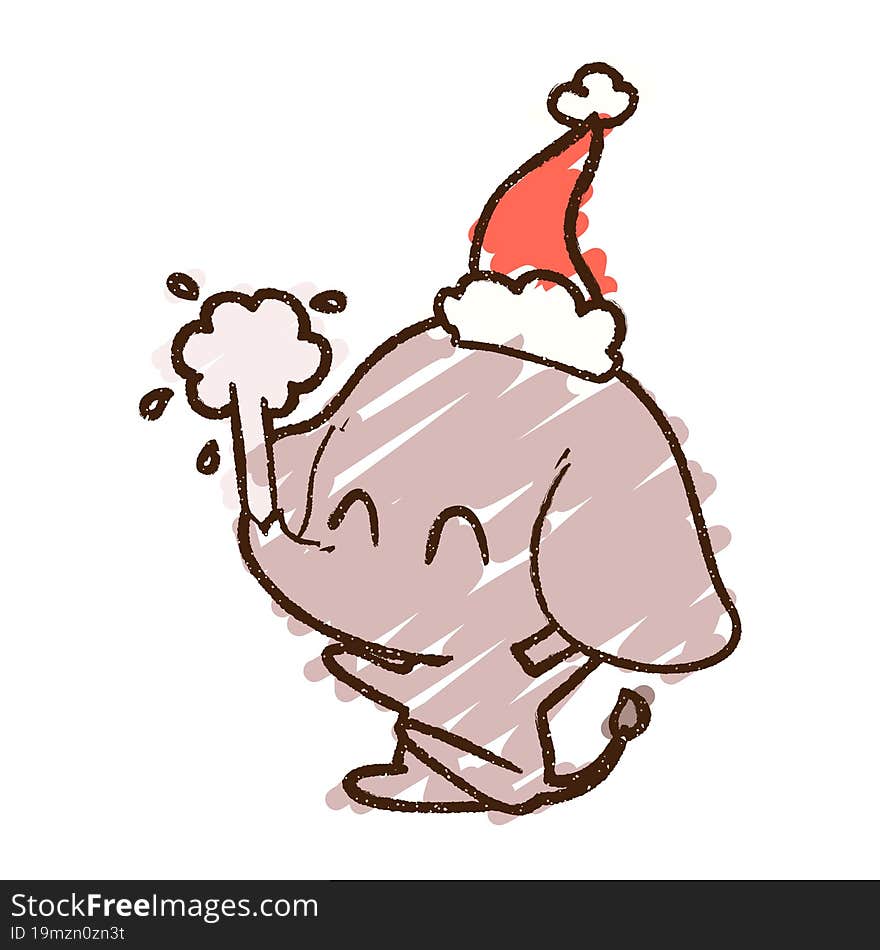 Christmas Elephant Chalk Drawing