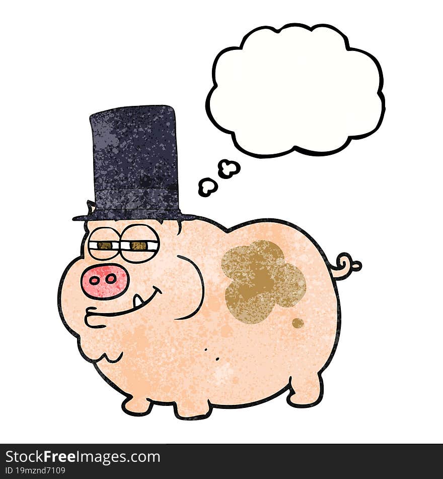 thought bubble textured cartoon rich pig