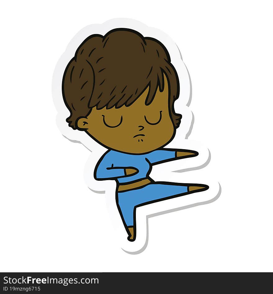 sticker of a cartoon woman