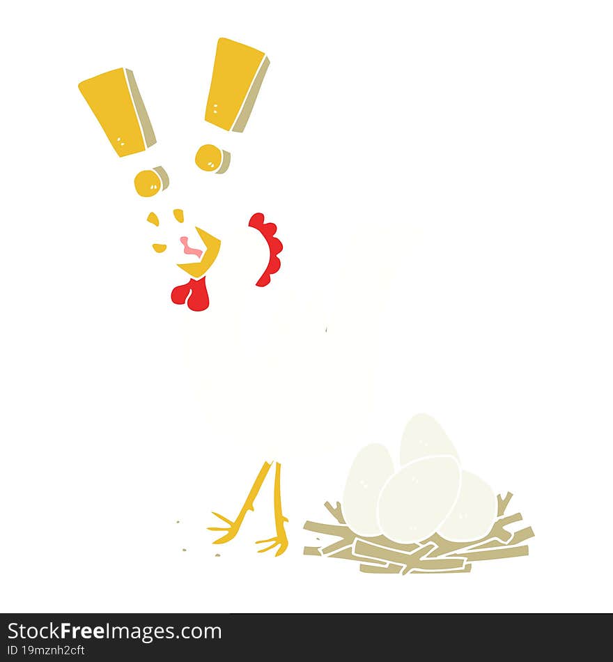 flat color style cartoon chicken laying egg