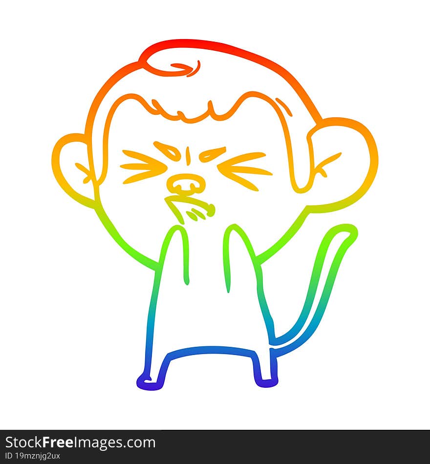 rainbow gradient line drawing cartoon annoyed monkey