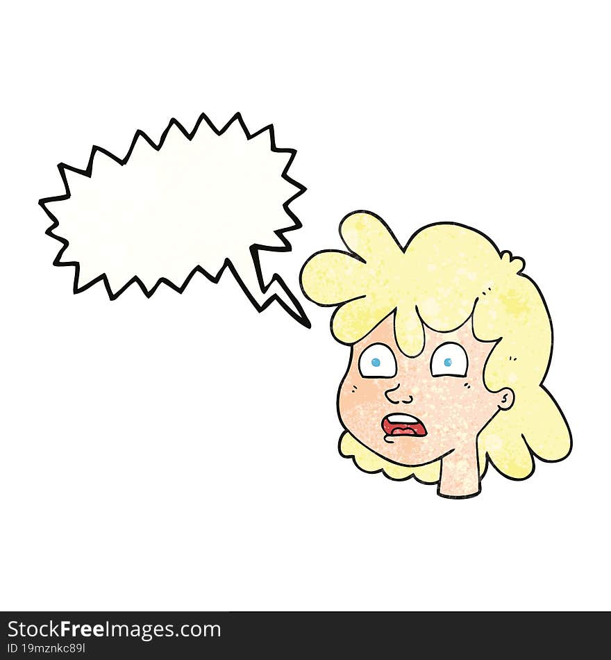 speech bubble textured cartoon female face