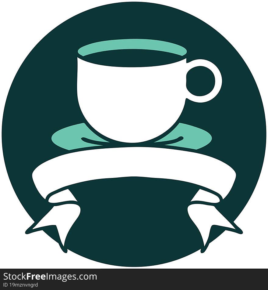 Icon With Banner Of A Cup Of Coffee