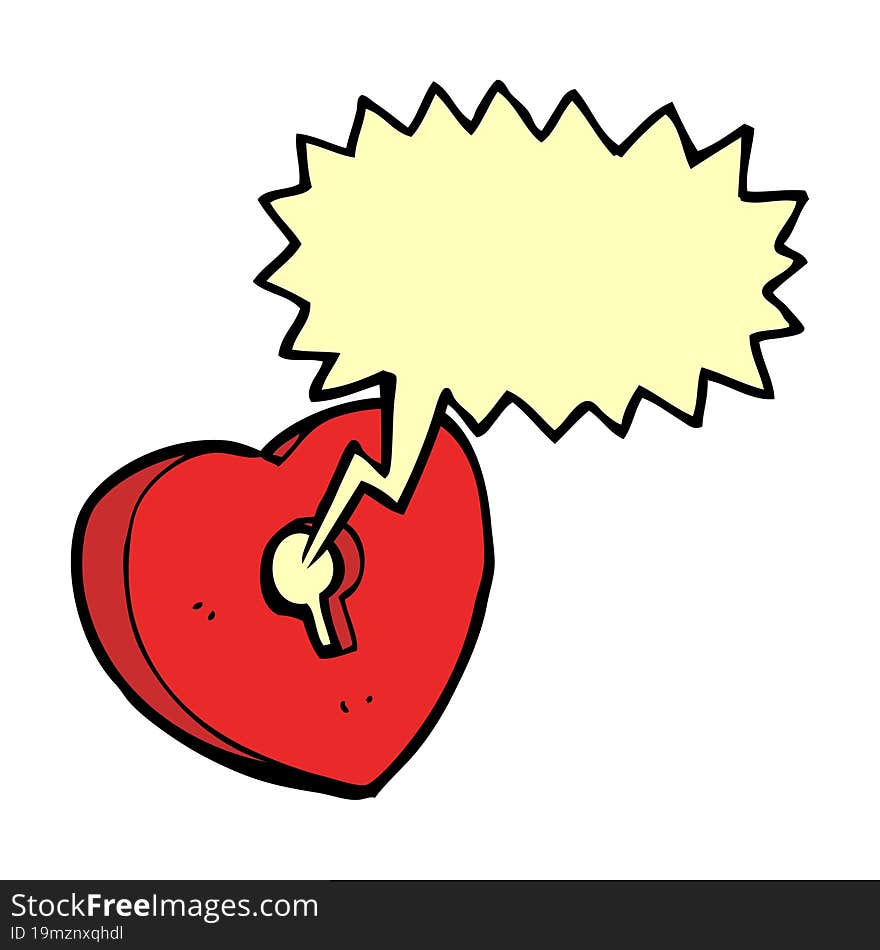 cartoon heart with keyhole with speech bubble