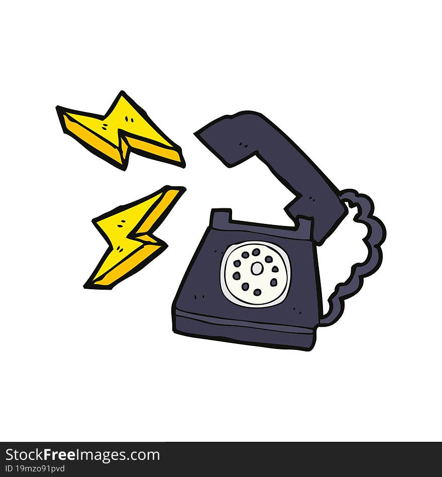 cartoon ringing telephone with thought bubble