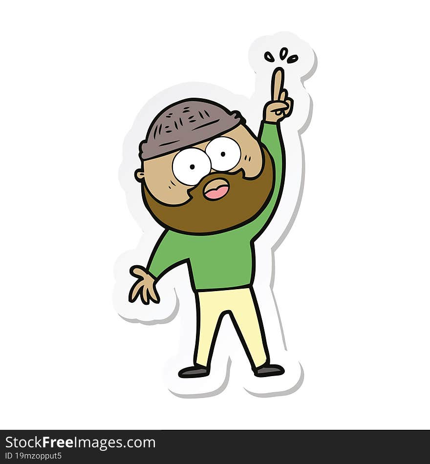 sticker of a cartoon bearded man