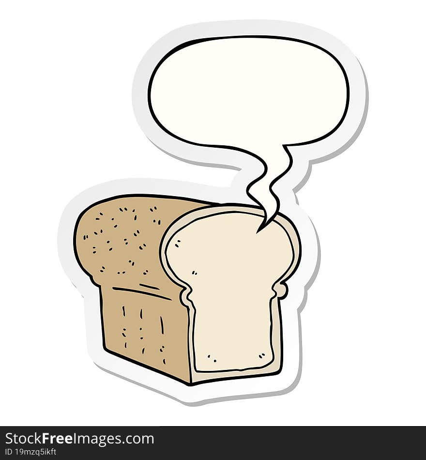 cartoon loaf of bread with speech bubble sticker