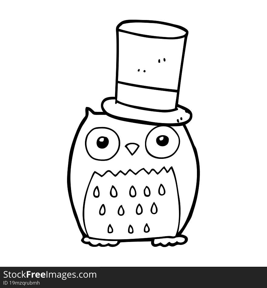 Cartoon Owl Wearing Top Hat