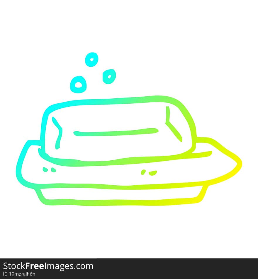 cold gradient line drawing of a cartoon soap and dish