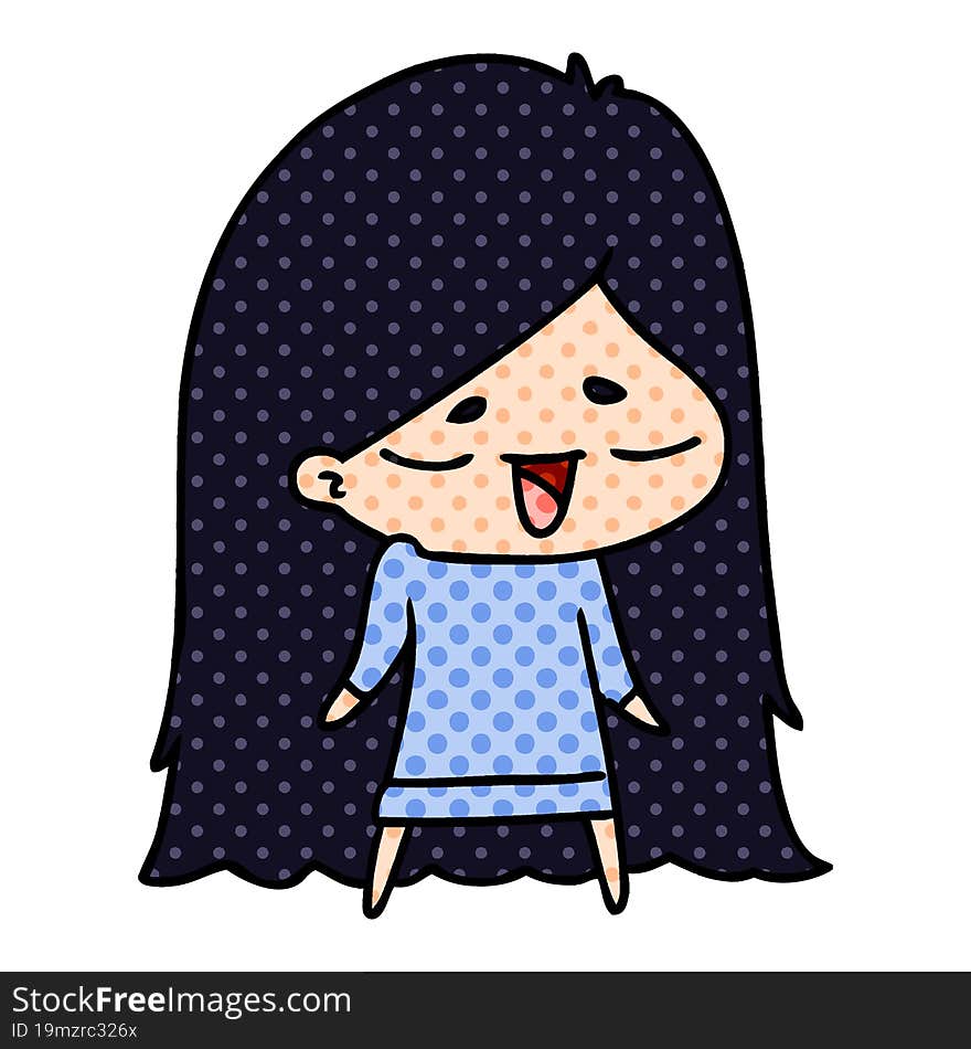 Cartoon Of Cute Kawaii Long Haired Girl