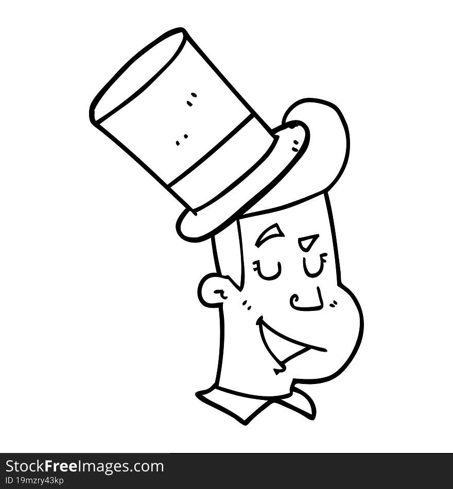 Cartoon Man Wearing Top Hat