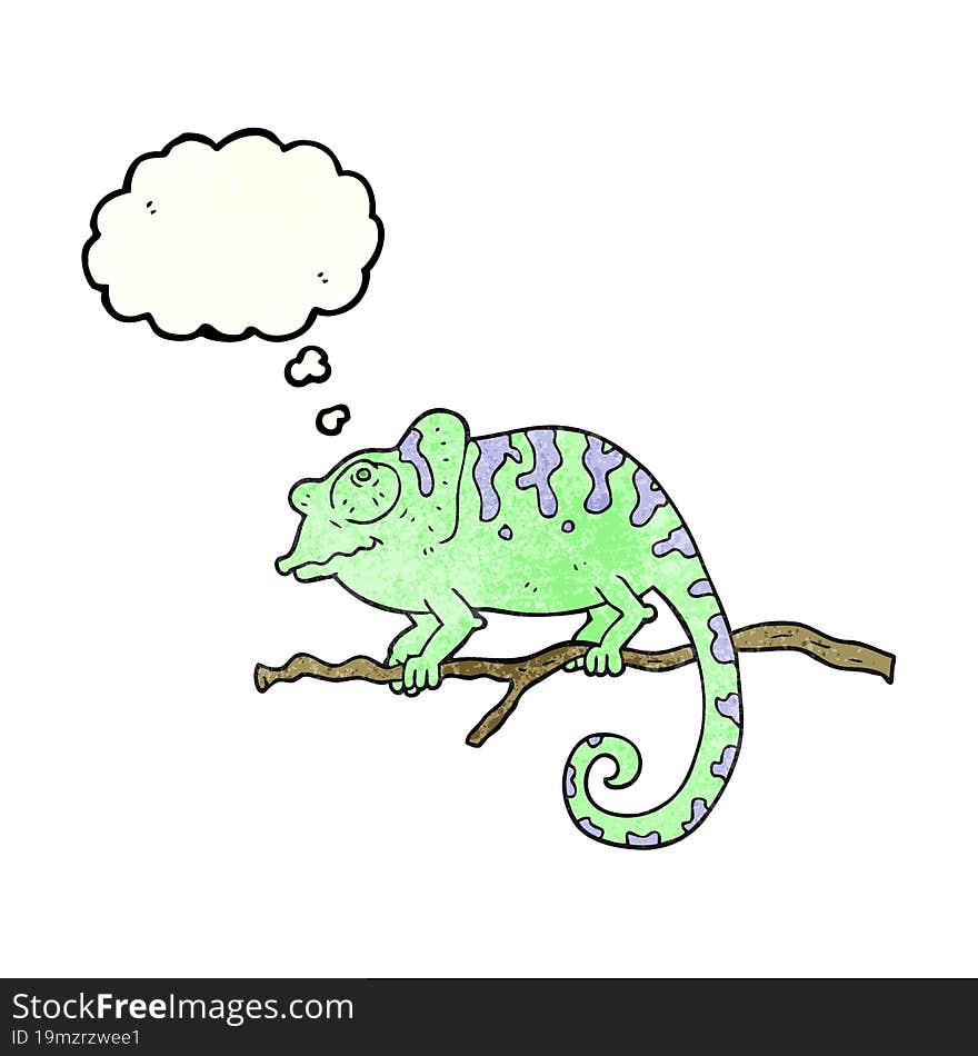 thought bubble textured cartoon chameleon