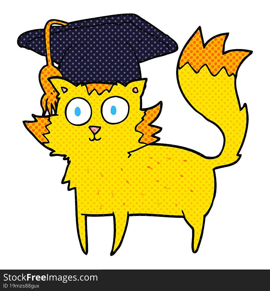 cartoon cat graduate