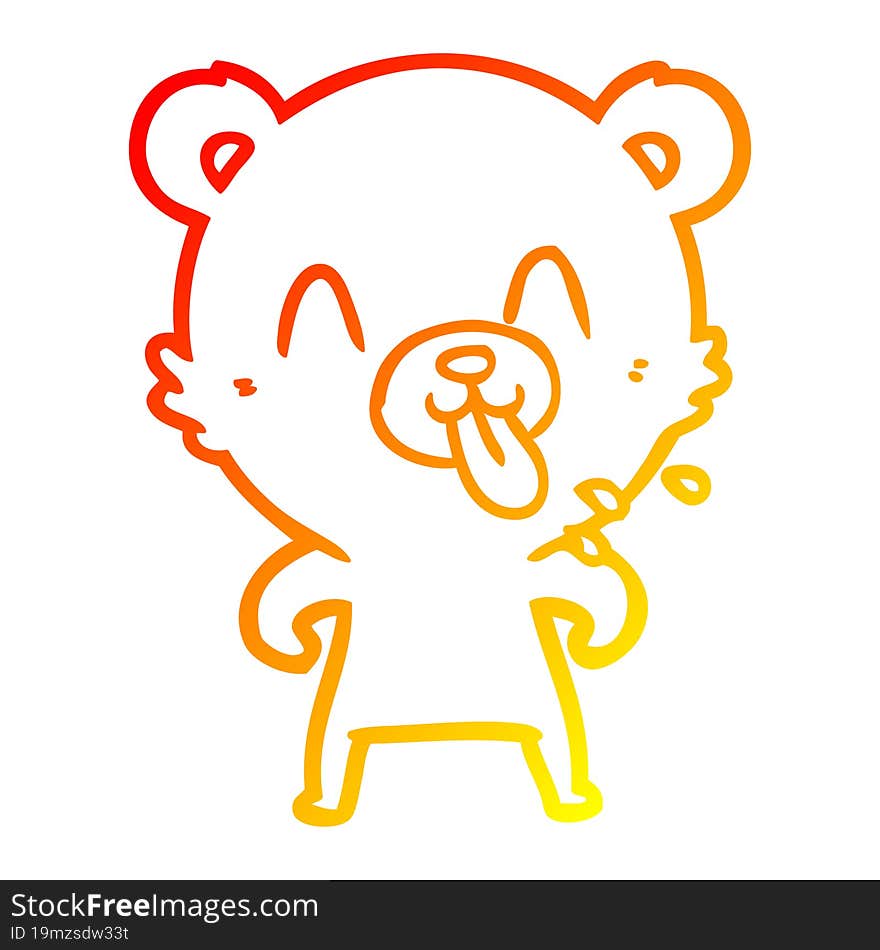 warm gradient line drawing rude cartoon bear