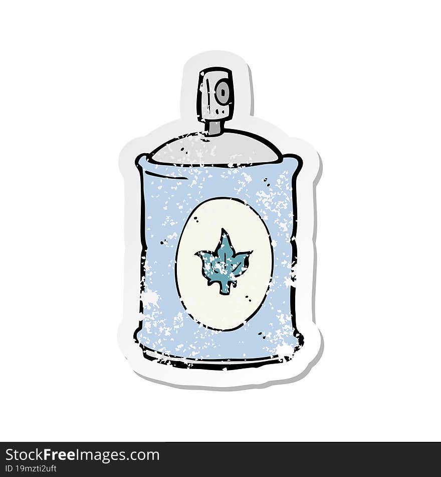 retro distressed sticker of a cartoon fragrance spray