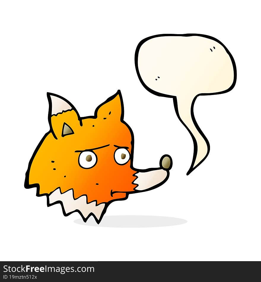 cartoon unhappy fox with speech bubble