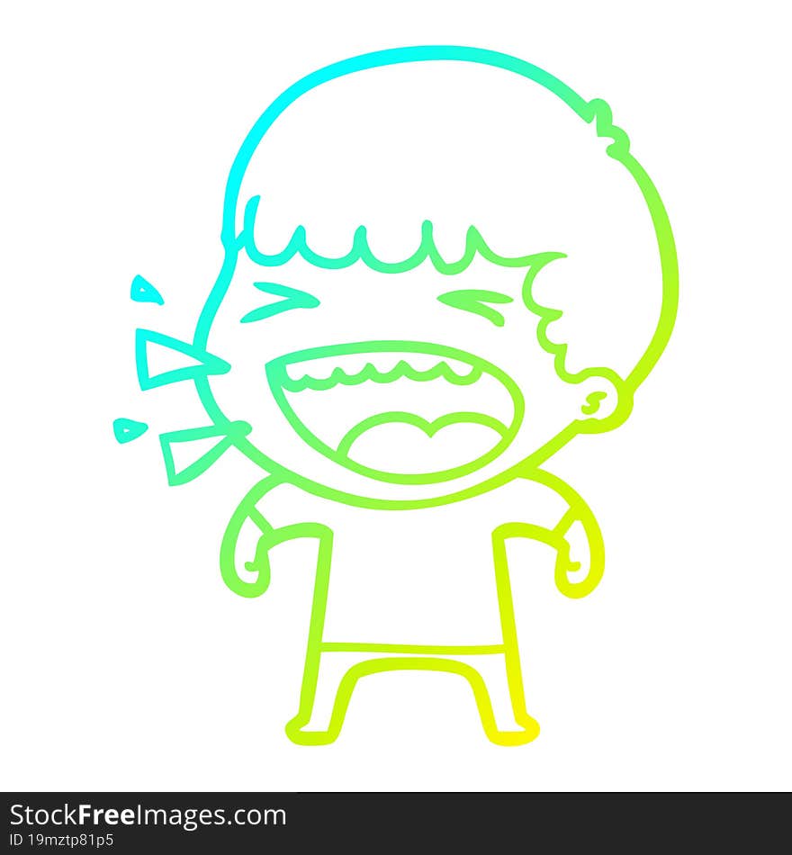 Cold Gradient Line Drawing Cartoon Laughing Man