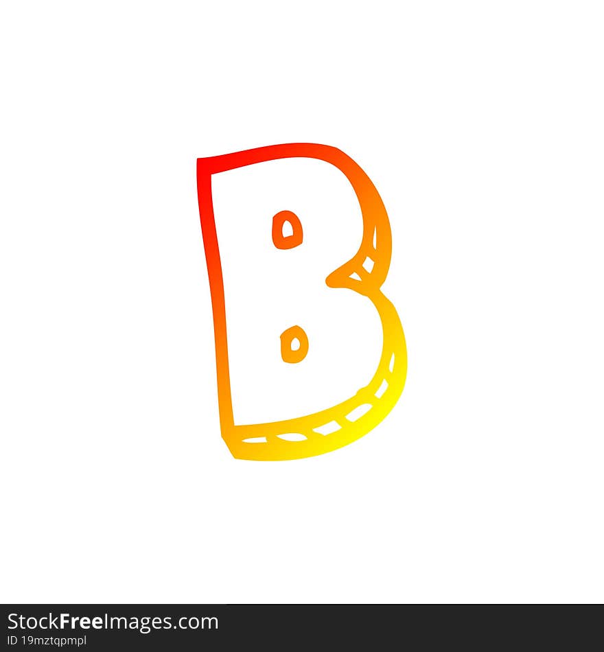 warm gradient line drawing of a cartoon letter b