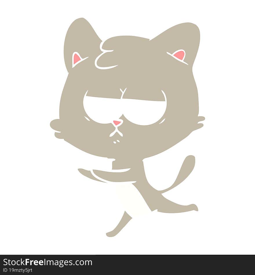 bored flat color style cartoon cat