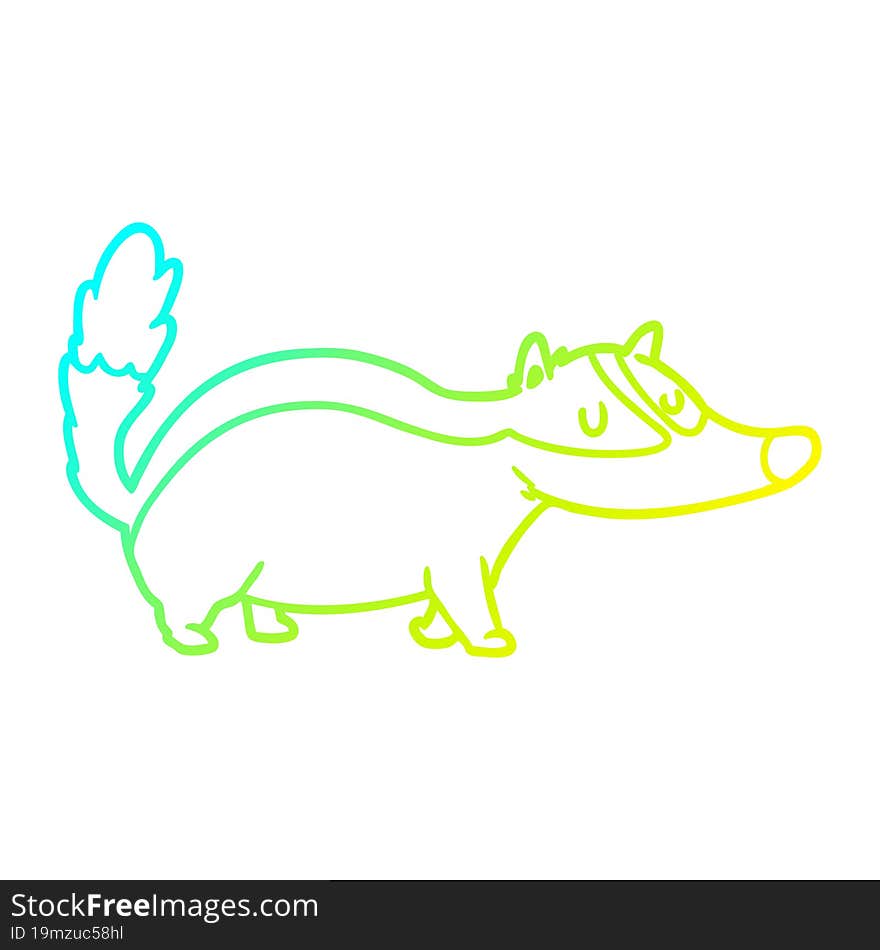 cold gradient line drawing cartoon badger