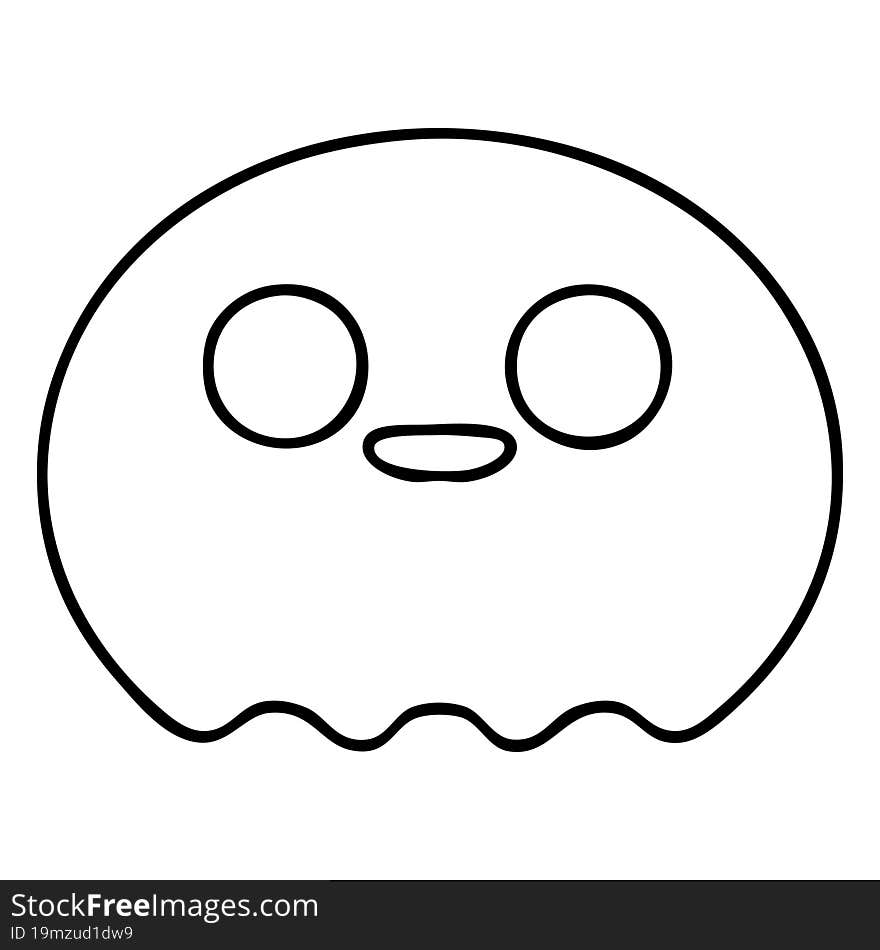 line doodle of a cute spooky ghost