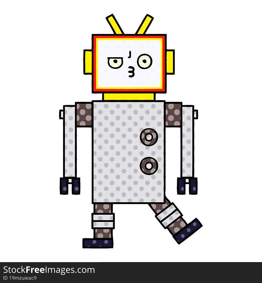 comic book style cartoon of a robot