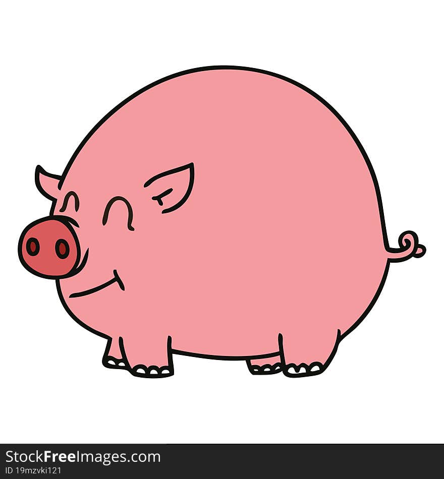 Quirky Hand Drawn Cartoon Pig