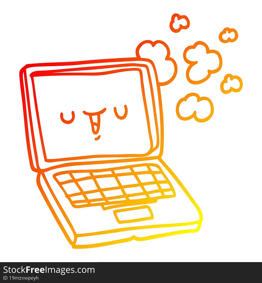 Warm Gradient Line Drawing Cartoon Computer