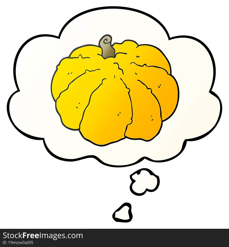 cartoon squash and thought bubble in smooth gradient style