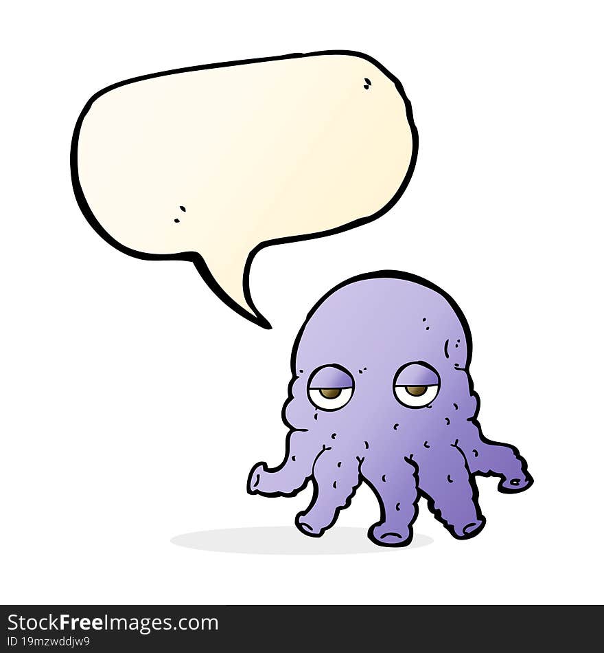 cartoon alien squid face with speech bubble