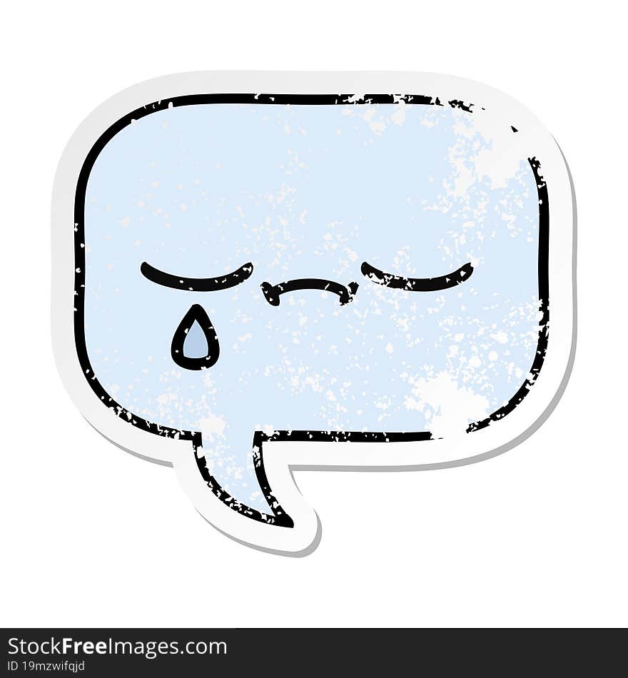 Distressed Sticker Of A Cute Cartoon Speech Bubble