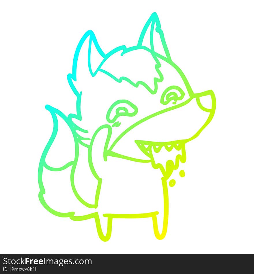 cold gradient line drawing cartoon hungry wolf