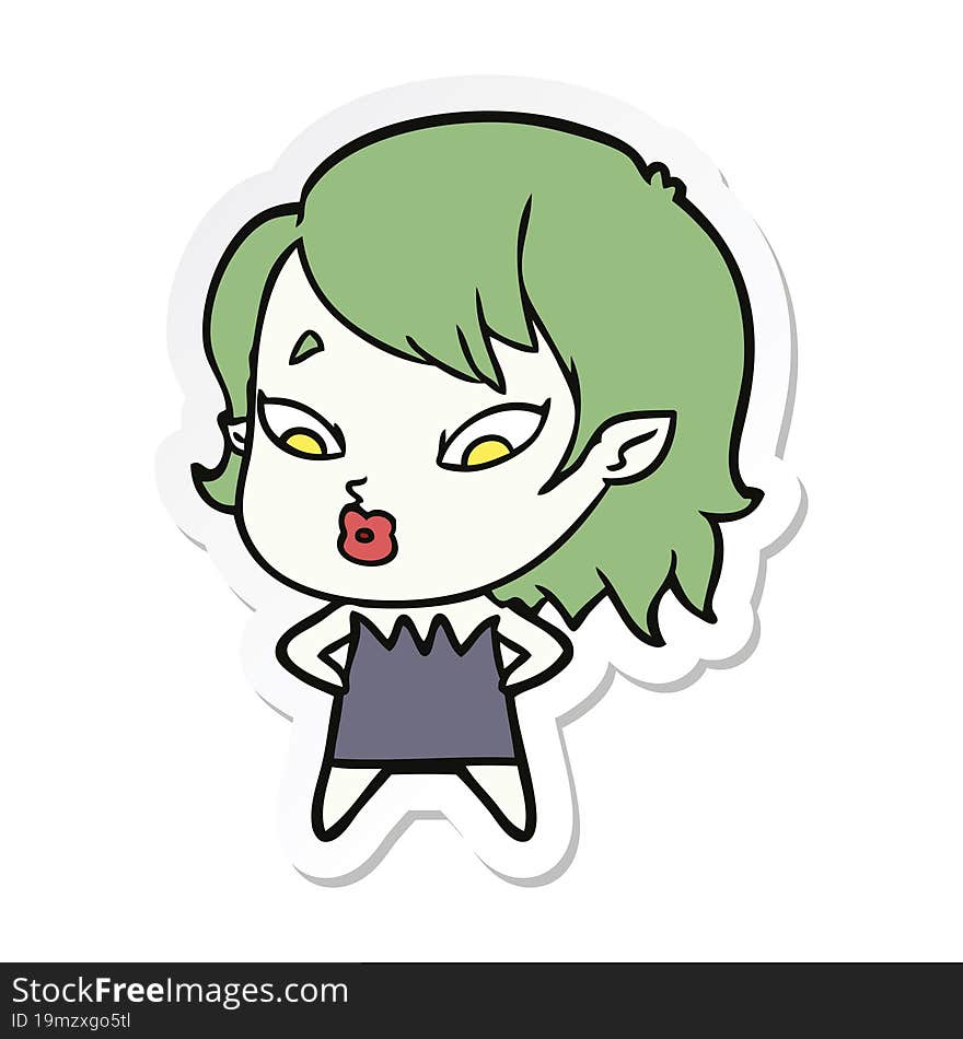 sticker of a cute cartoon vampire girl