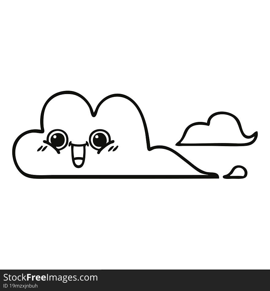 line drawing cartoon of a clouds. line drawing cartoon of a clouds