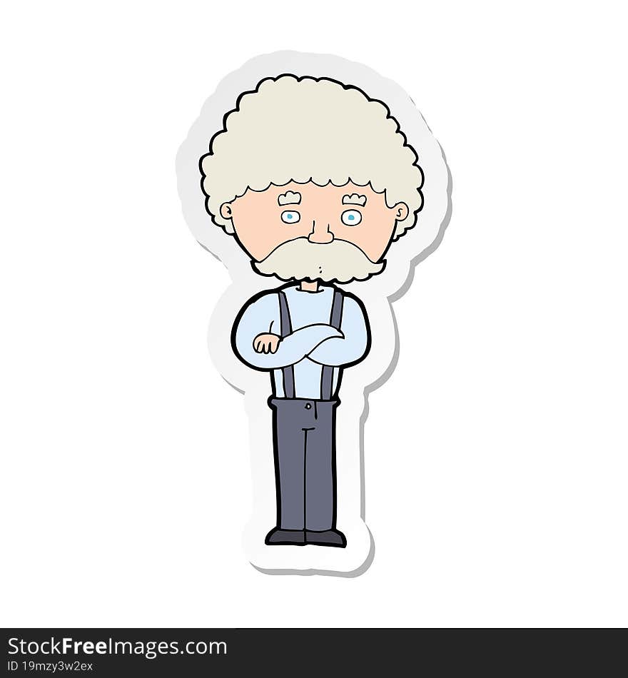 Sticker Of A Cartoon Old Man